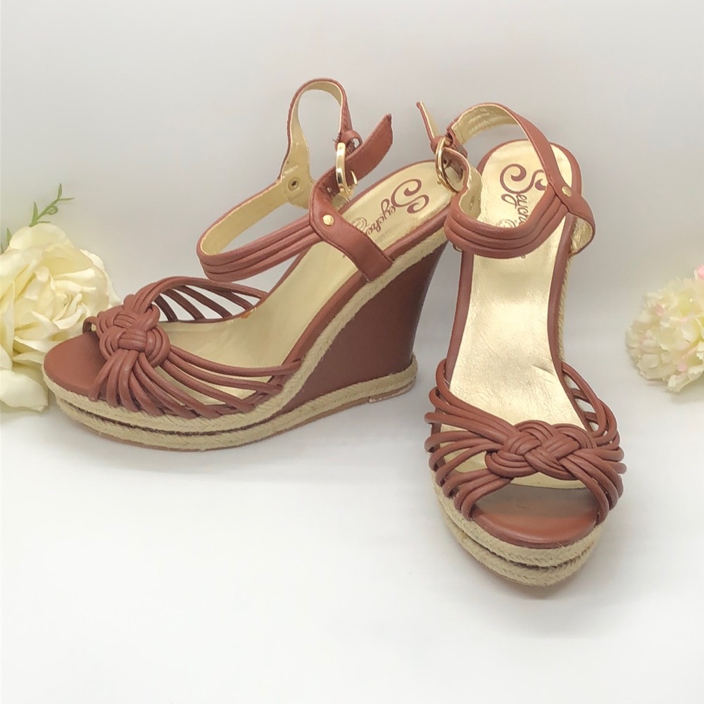 Seychelles -Anthropologie-leather “Harlow” wedges